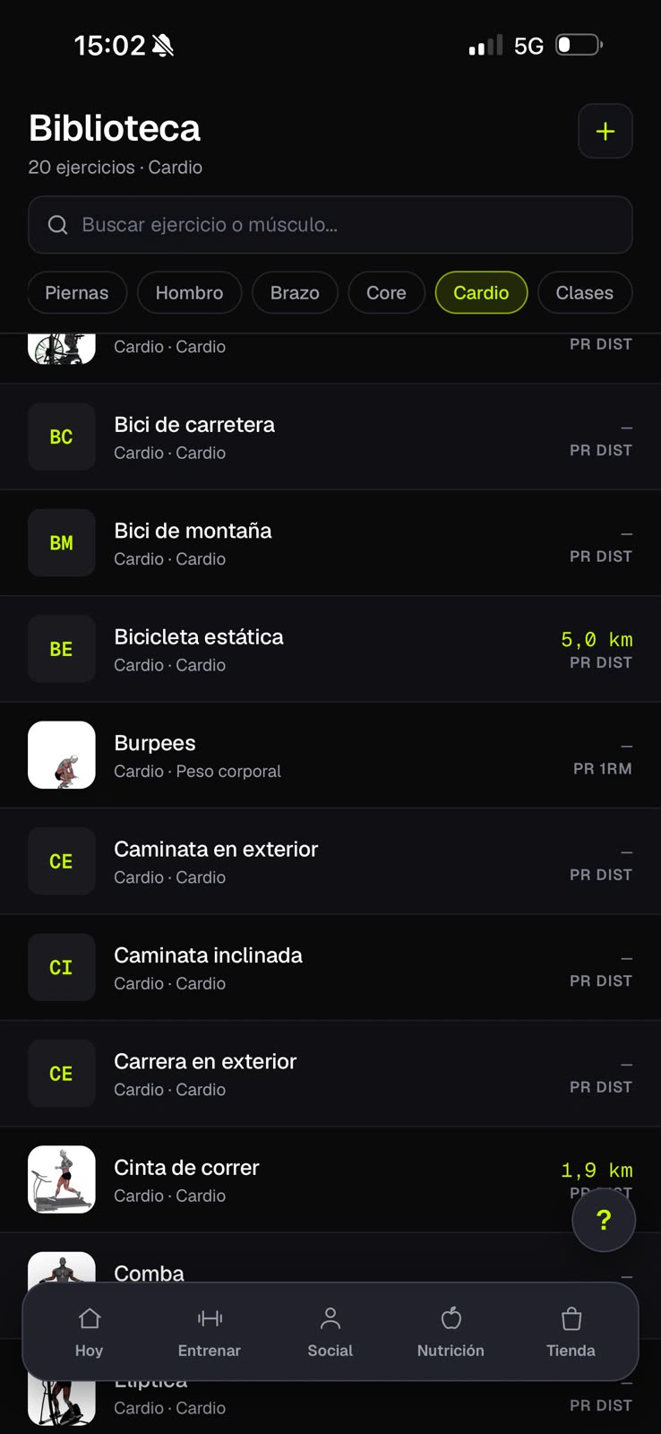 Cada modalidad de cardio, con su marca de distancia